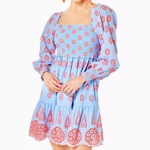 Lilly Pulitzer smocked‎ eyelet rainna dress. Size Large